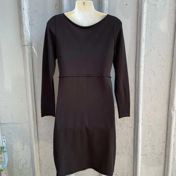 Sarah Pacini Two-Tone Moss Green & Black Long Sleeve  Midi Dress, One Size - Picture 6 of 9